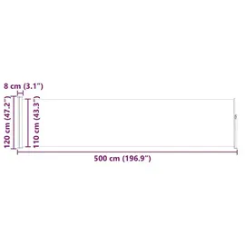 Helloshop26 Seitenmarkise 100 x 500 cm grau Polyester