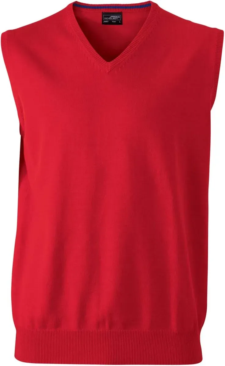 James & Nicholson Herren V-Ausschnitt Pullunder Pullover JN657 red M