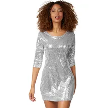 Tectake tectake® Pailletten-Langarmkleid