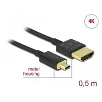 DeLOCK Slim High Speed 4K HDMI Kabel mit Ethernet Typ A/Typ D Micro 0.5m (84788)