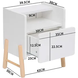 Mobili Rebecca Kindernachttisch Rebecca 49 x 43 x 30 cm Kiefer MDF weiß