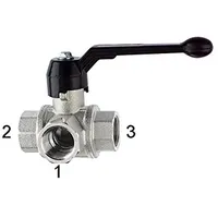 Riegler 3-Wege-Kugelhahn Standard L-Bohr. Messing Rp 1/4 DN 8