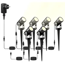 Luminea 6er-Set Aluminium-Gartenspots mit COB-LEDs und Erdspieß, 850 lm, 12 W