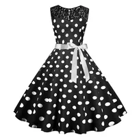 Damen elegant 50er Jahre Petticoat Kleider Gepunkte Rockabilly Kleider Cocktailkleider Mode Frauen V-Ausschnitt Dot Print Schärpen Holiday Vintage A-Line Pendelkleid (Weinrot, XL) - XL