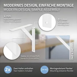 ML-Design Regalträger, Weiß, Metall, 24x3x24 cm, Wohnzimmer, Regale, Wandregale
