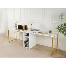 Dmora Eckschreibtisch Caprioli Weiß / Gold