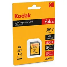 Kodak SDXC 64GB Class10 U3 95 MB/s Schwarz
