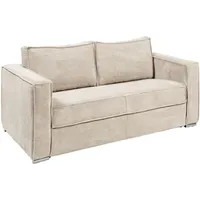 vente-unique - Schlafsofa mit Matratze 3-Sitzer - Cord - Beige - Liegefläche 140 cm - Matratze 22 cm - loreto
