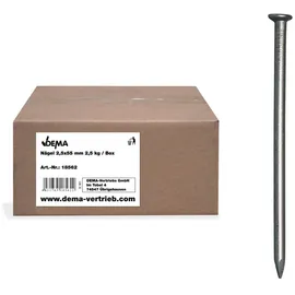 DEMA Stahlnägel 2,5 x 55 mm – Nägel, Stahlstifte, Drahtstifte – Senkkopf, blank, 2,5 kg – für Werkstatt, Bau, Heimwerken