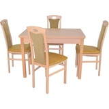 HOFMANN LIVING AND MORE Essgruppe »5tlg. Tischgruppe«, (Spar-Set, 5 tlg 5tlg. Tischgruppe), Buche-Nachbildung + gelb + Buche-Nachbildung, , 79461809-0 B/H/T: 45 cm x 95 cm x 48 cm,