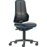 bimos Arbeitsstuhl Neon XXL bis 180 kg mit Rollen, Kunstleder, Flexband blau, Sitz 470-640 mm
