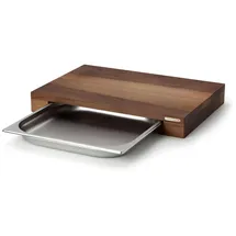 Continenta Schneidebrett Walnuss mit Edelstahl-Schublade 48 x 32,5 cm Braun