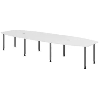 bümö Konferenztisch groß KT40 in Weiß Füße in Graphit,