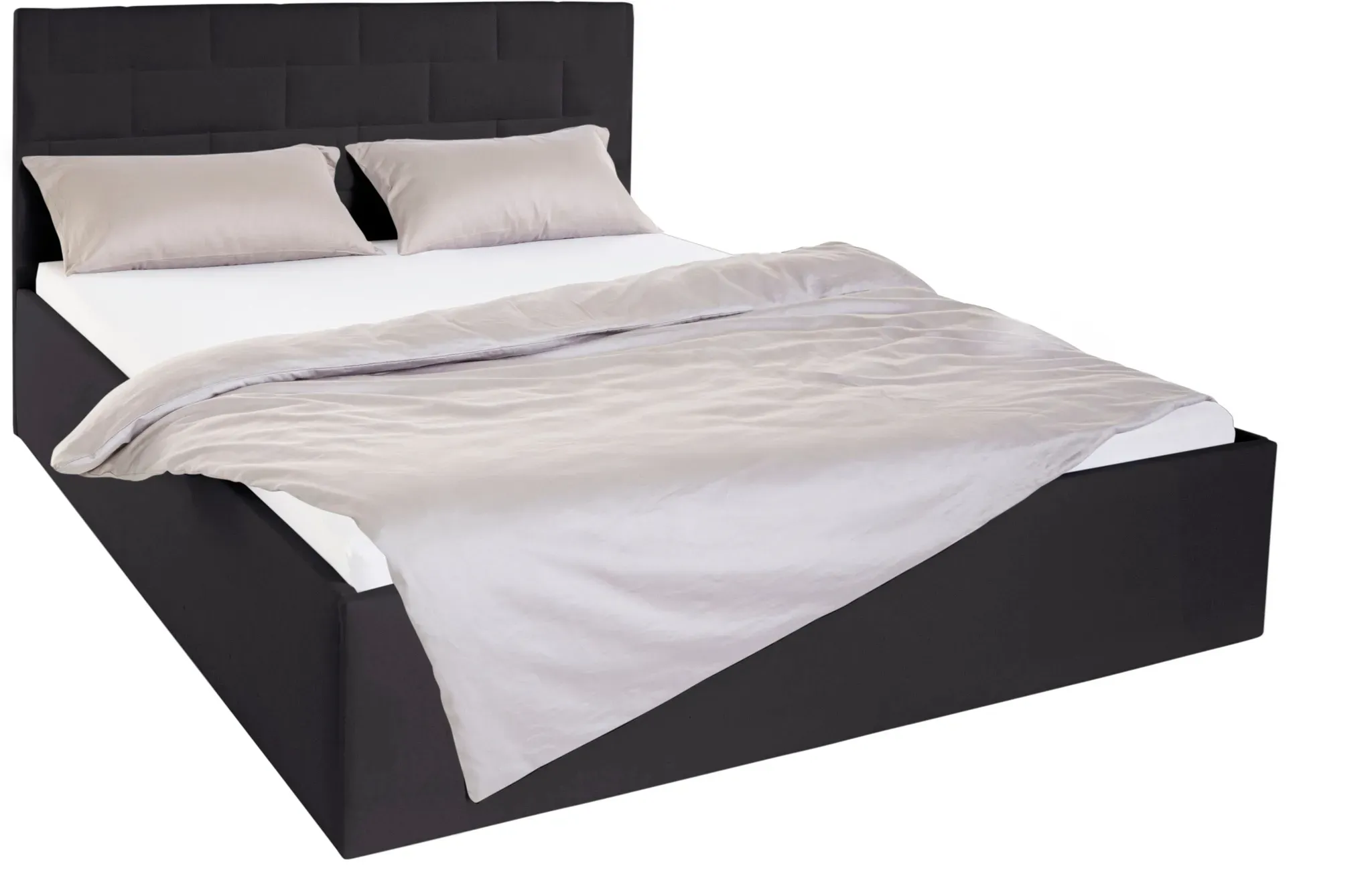 Polsterbett, schwarz, Liegefläche Länge B: 200cm x 160cm, Höhe Bettseite: 34cm, Bonnell-Federkernmatratze Gewicht bis: 100 kg H3, Bezug Bett: 100% Polyester;Bonnell-Federkernmatratze: 51% Polypropylen, 39% Polyester, 10% Baumwolle;Kaltschaummatratze: 100% Polyester, Bezug abnehm- und waschbar bis 60C, WESTFALIA SCHLAFKOMFORT, Betten, Polsterbett, inkl. Bettkasten bei Ausführung mit Matratze