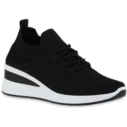 Damen Sneaker Wedges in Schwarz