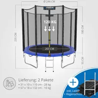 Gartentrampolin mit Sicherheitsnetz Leiter Abdeckung Kindertrampolin 245/305/366