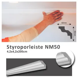 MDEKOR 100 Meter Deckenleisten Styropor XPS Stuckleisten Abschlussleiste Decke Weiss 40 x 40 mm Zierprofile Styroporleisten Deckenleisten Zierleisten Spar...