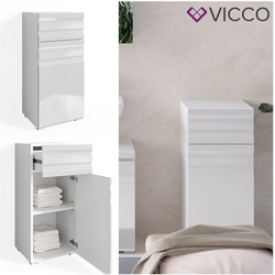 VICCO Badschrank FREDDY weiß hochglanz Badezimmer Badregal Midischrank