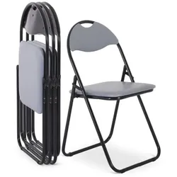 Klappstuhl 4er-Set, klappbarer Gästestuhl, gepolstert, leicht und bequem, Belastbarkeit 100 kg, Grau/Schwarz, Raburg Paul