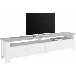 Lowboard HOMEXPERTS "Zabona", weiß (weiß, beton, optik), Holzwerkstoff, Sideboards, Breite 200 cm