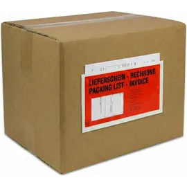 Baytronic Dokumententaschen, DIN lang, rot schwarz bedruckt Lieferschein/Rechnung (1000 Stück)