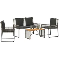 vidaXL Gartenmöbel Set 9-tlg. Grau/Dunkelgrau