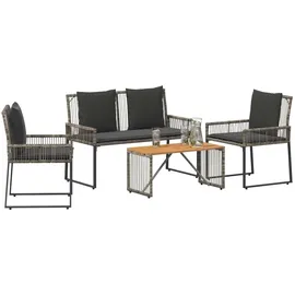 vidaXL Gartenmöbel Set 9-tlg. Grau/Dunkelgrau