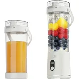 Tragbarer Mixer, Mini Standmixer und Smoothie-Maker, Portabler Elektrischer Saftpresse, USB Wiederaufladbar Mini-Mixer, 12-Blatt, 600 ml Abnehmbarer Behälter, für Saft Marmelade Shake
