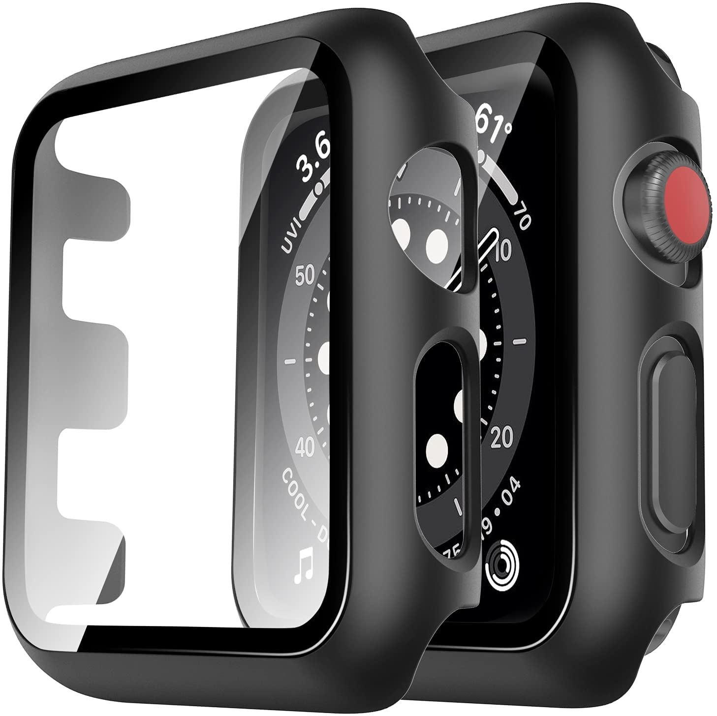 TAURI 2 Stück Hülle Mit Tempered Glass Displayschutz Für Apple Watch 38mm Series 3 2 1 360° Rundum Schutzhülle Ultradünne PC Hardcase für iWatch 38mm