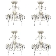 vidaXL Kristall-Deckenleuchte Kronleuchter 4 Stk. Elegantes Weiß