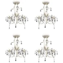 vidaXL Kristall-Deckenleuchte Kronleuchter 4 Stk. Elegantes Weiß