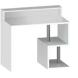 Dmora Schreibtisch Dcalafior, Linearer Schreibtisch mit Ablagefächern und LED-Leuchten, Mehrzweck-BÃ1/4roschreibtisch mit Platte, 100x50h93 cm, Weiß - Weiß