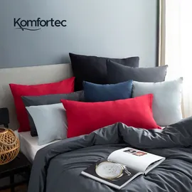 Komfortec Kissenbezug 2er Set - 100% Mikrofaser, Weich & Atmungsaktiv, mit Reißverschluss - Kopfkissenbezug - Waschbar & Pflegeleicht - Anthrazit - 80 x 80 cm