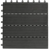 EVERFLOOR WPC(Bambusholz/Kunststoff) Terrassenfliesen Bodenfliese 10er-Set (ca. 0,9 m2), 30 x 30 cm, Anthrazit, leicht verlegbar, wetterfest