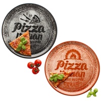 MamboCat Pizzateller 2x Pizzateller rot & schwarz Ø31cm 2 Personen XL-Teller Dekor Platte