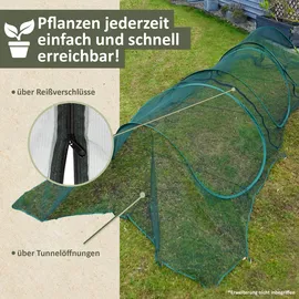 NATIV Pflanztunnel aus grünem Netzmaterial, Gartentunnel, Vogelschutznetz