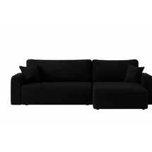 Inter Eckcouch Cord mit Bettkasten und Schlaffunktion 2-Sitzer Schwarz