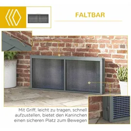 PawHut Kleintierstall mit Freilaufgehege 110 x 105 x 50 cm grau