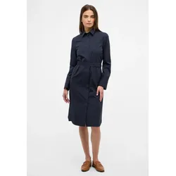 Blusenkleid ETERNA "LOOSE FIT", Damen, Gr. 42, Normalgrößen, blau (navy), 100% cotton, klassisch, Langarm, Kleider