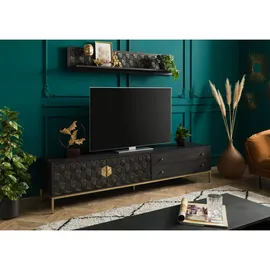 Massivmoebel24 Diamond TV-Board 220x45x50 cm Grau/Massivholz