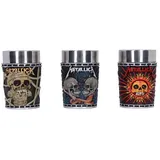 Nemesis Now Metallica Pushead Art Schnapsglas 3er Set, Harz, Offiziell lizenziertes Metallica Merch, herausnehmbare Edelstahleinsätze, Premium Geschenkbox, aus feinstem Harz gegossen, fachmännisch