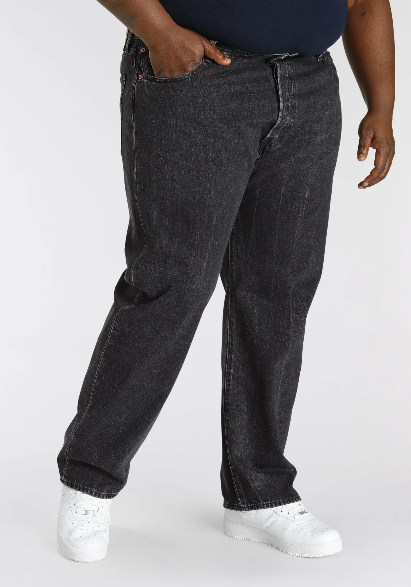 Straight-Jeans LEVI'S PLUS "501 LEVI'SORIGINAL B&T" Gr. 40, Länge 32, schwarz (black worn in) Herren Jeans Straight Fit