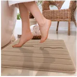 Paco Home Badematte Badteppich Badvorleger Flauschig Memory Foam 3D beige 3, 65x120 cm -