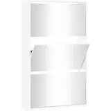 vidaXL Schuhschrank 63 x 102,5 x 17 cm mit Spiegel hochglänzend / weiß