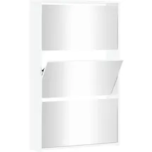vidaXL Schuhschrank 63 x 102,5 x 17 cm mit Spiegel hochglänzend / weiß