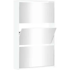 vidaXL Schuhschrank 63 x 102,5 x 17 cm mit Spiegel hochglänzend / weiß