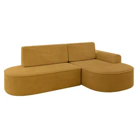 altdecor Eckcouch Cord mit Schlaffunktion 2-Sitzer Senfgelb