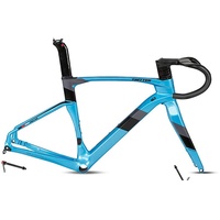 QHIYRZE Rennrad Carbon-Rahmensatz 700C Rennrad-Rahmen BB86 Scheibenbremse Fahrradrahmen 45/48/51/54CM Rahmen Mit Steckachse F12x100mm/R12x142mm (Color : Blue, Size : 51CM)