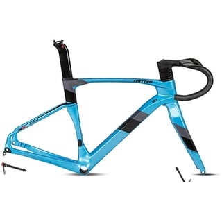 QHIYRZE Rennrad Carbon-Rahmensatz 700C Rennrad-Rahmen BB86 Scheibenbremse Fahrradrahmen 45/48/51/54CM Rahmen Mit Steckachse F12x100mm/R12x142mm (Color : Blue, Size : 51CM)