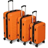 Amazon Basics Hartschalen-Koffer-Set (Klein + Mittel + Groß) - Erweiterbares ABS-Reisegepäck mit 4 Doppel-Spinnerrädern - Kratzfest und Leicht - Gebranntes Orange